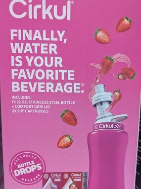 Cirkul 32oz Pink Stainless Steel Starter Kit Water Bottle w/ 2 Cartridges Set